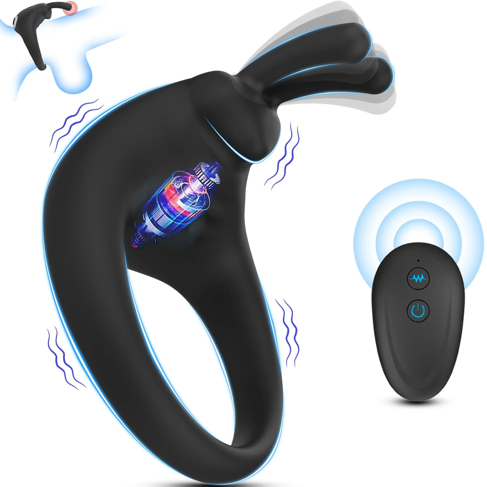 Rabbit Vibrating Cock Ring Adult Sex Toys with Clitoral Vibrator - Image 2