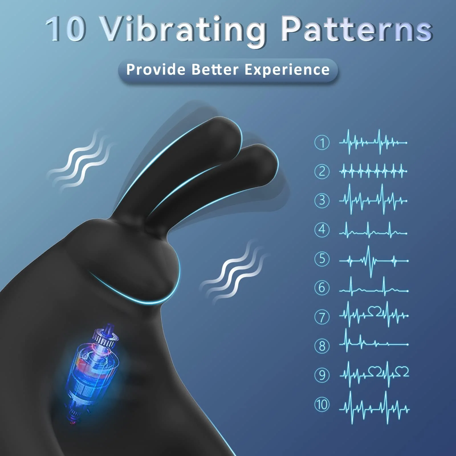 Rabbit Vibrating Cock Ring Adult Sex Toys with Clitoral Vibrator - Image 4
