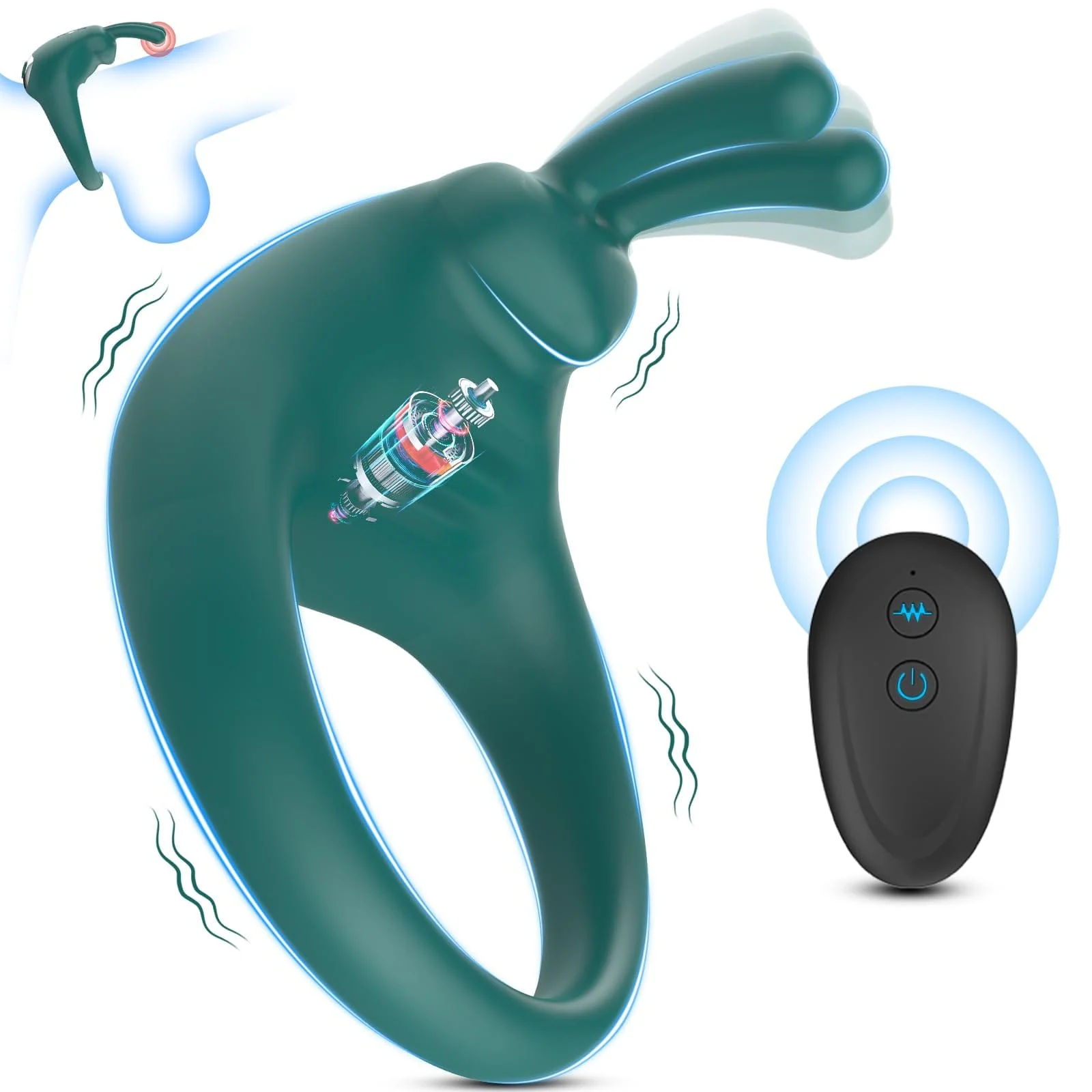 Rabbit Vibrating Cock Ring Adult Sex Toys with Clitoral Vibrator - Image 9