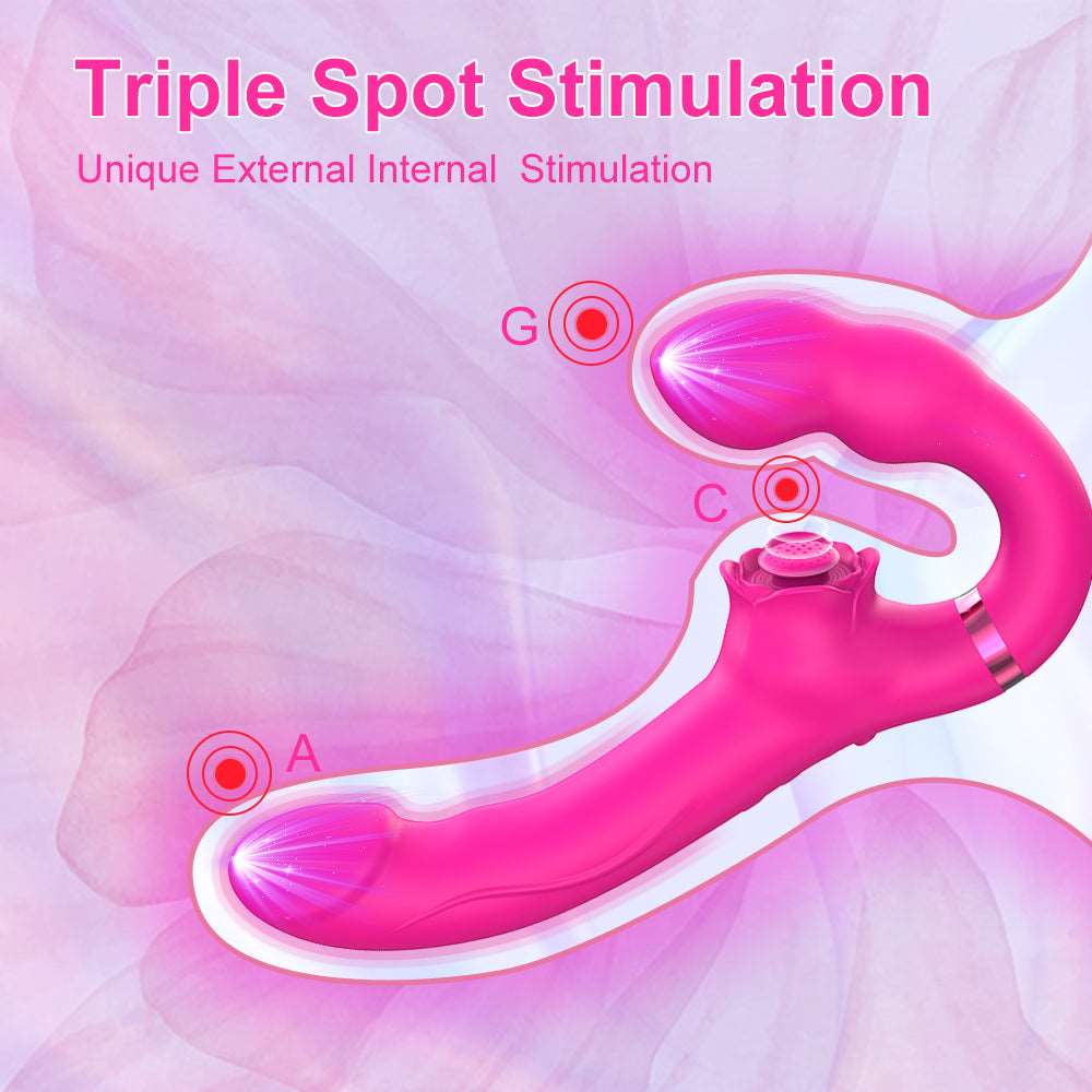 3-in-1 Rose Clit Stimulator Dual Motor Shock Panty Vibrator - Image 3
