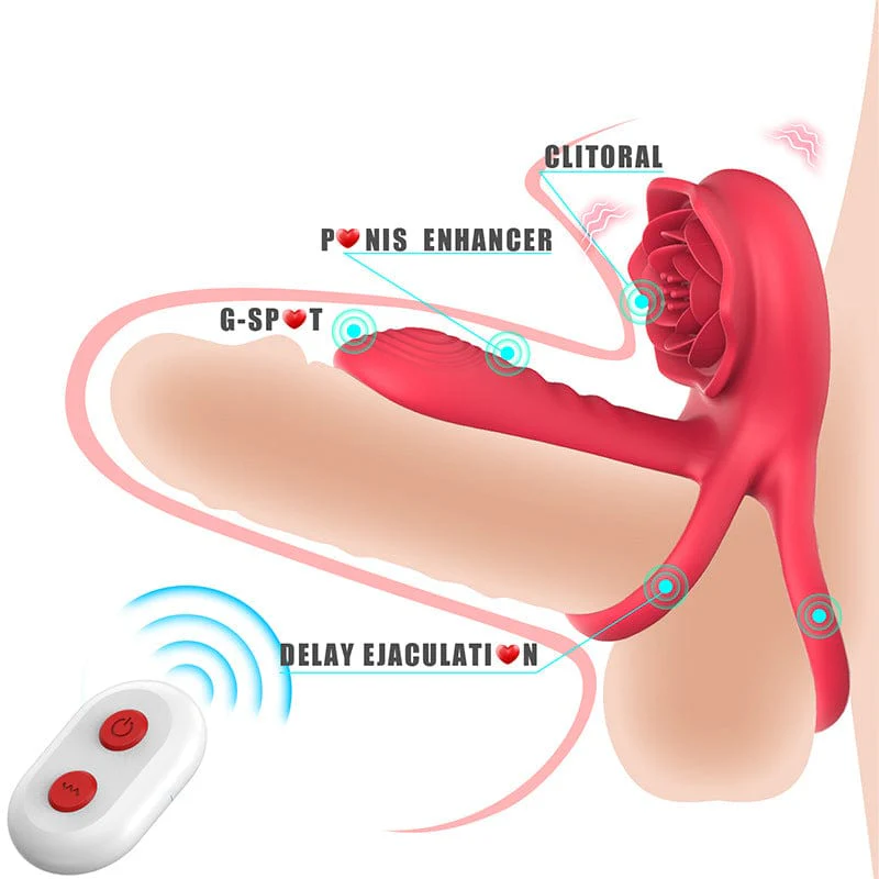 Rose Cock Ring Vibrator Clit Stimulator Couple Toy Upgraded Version - Image 2