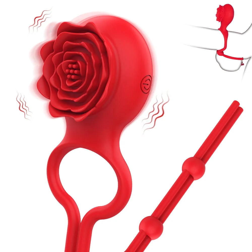 Rose Ring Locking Vibrating Penis Ring Couple Toy - Image 5