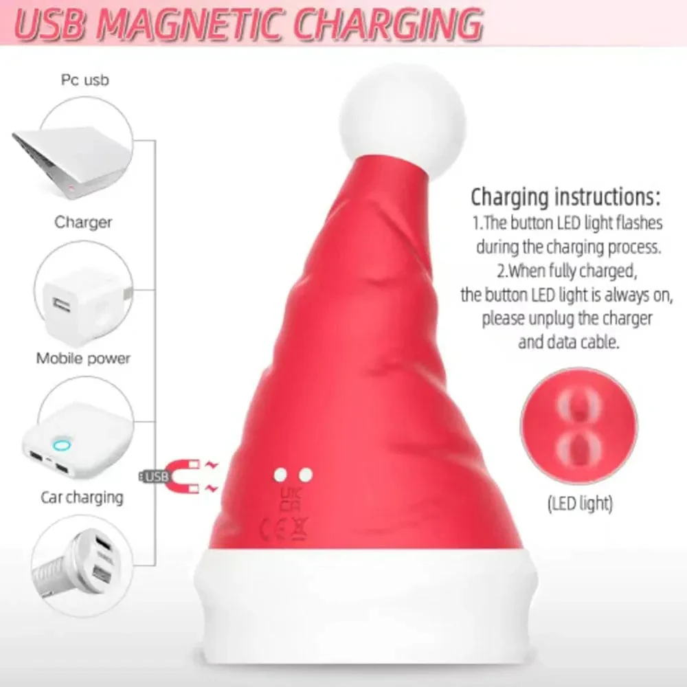 Santa Hat Vibrator 15 Speed Cunnilingus Masturbator Clit G-Spot Stimulator For Christmas - Image 4