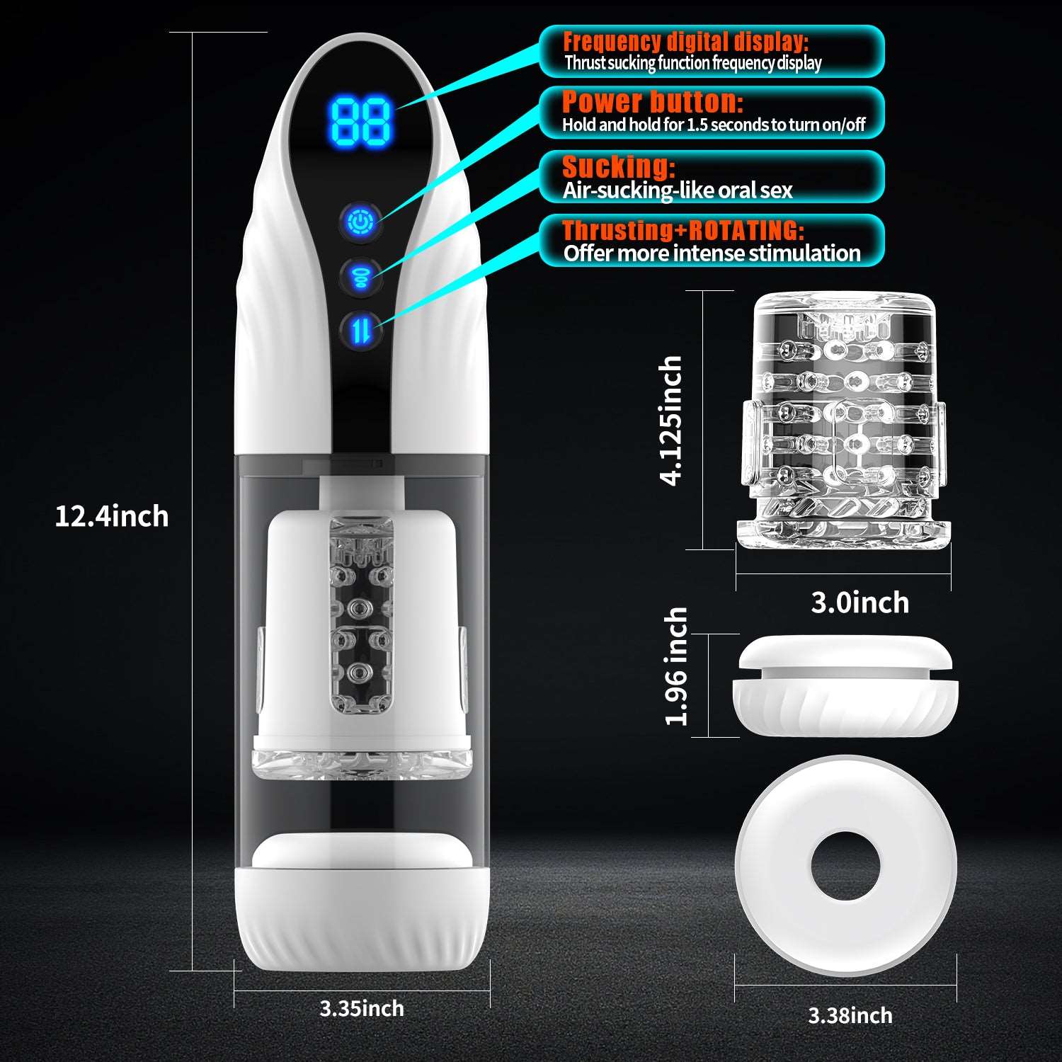 3-in-1 Thrusting Rotating Sucking Deep-throat Male Masturbator - Image 5