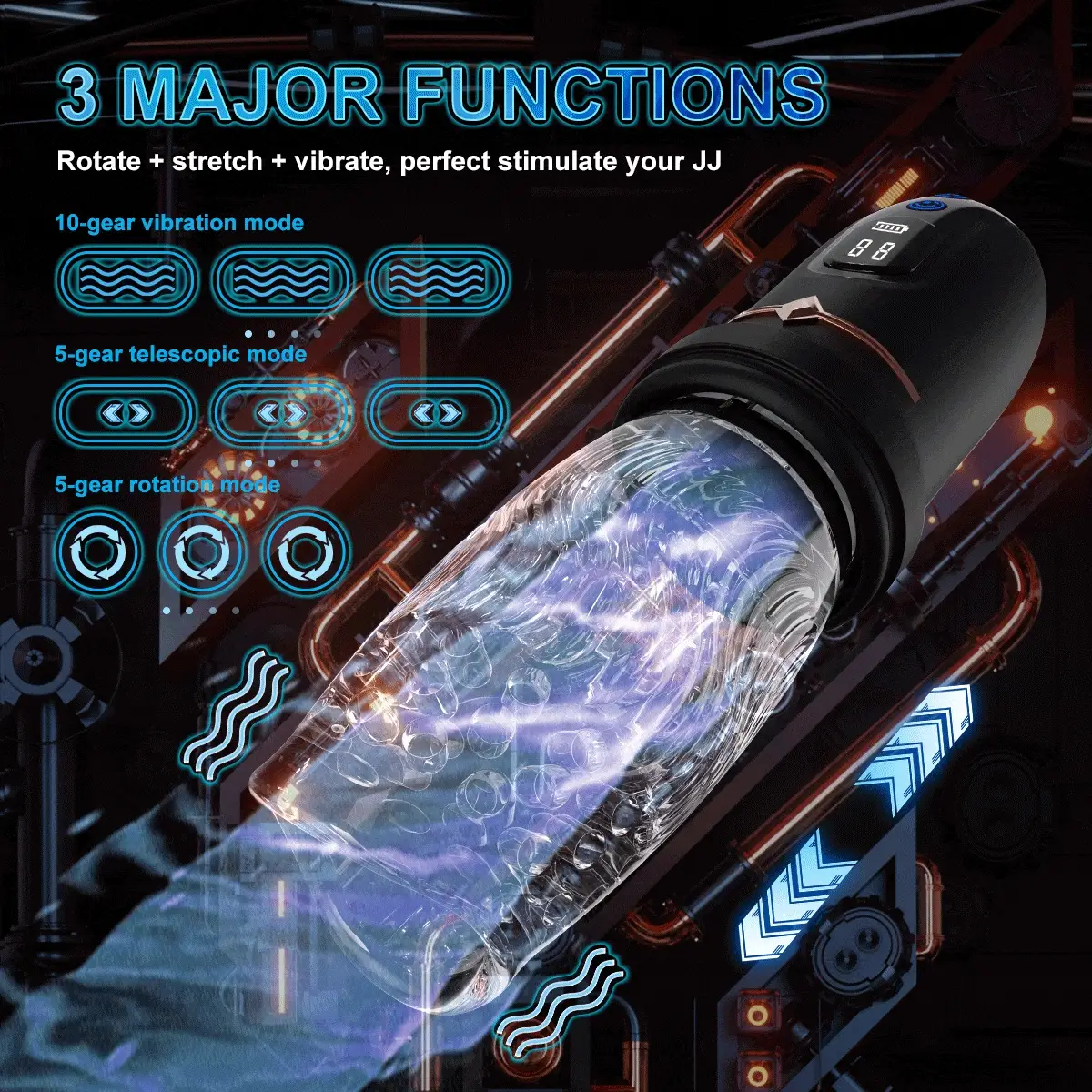 4.0 Version Male Rose Toy Thrusting Rotating Vibrating Oral Sex Penis Stroker - Image 2