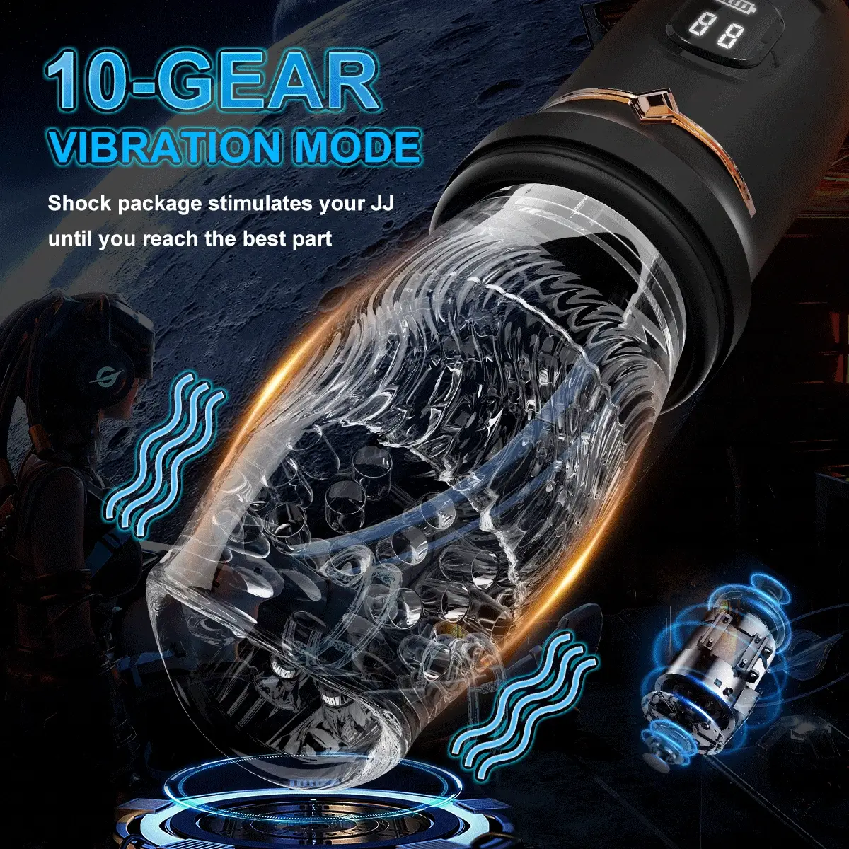 4.0 Version Male Rose Toy Thrusting Rotating Vibrating Oral Sex Penis Stroker - Image 4