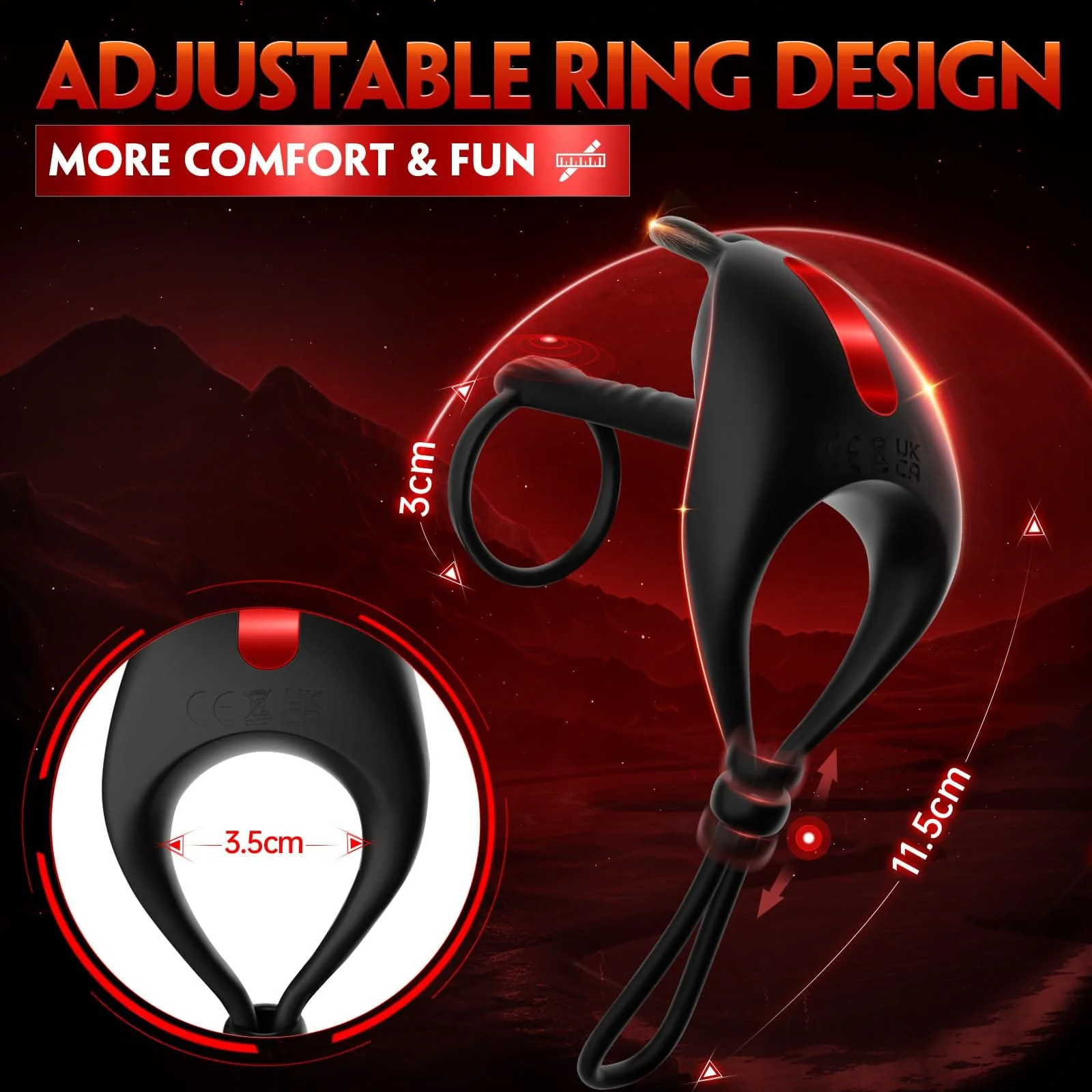 Bunny RIng Vibrating Cock Ring with 2 Penis Ring Penis Sleeve Mens Sex Toys - Image 5