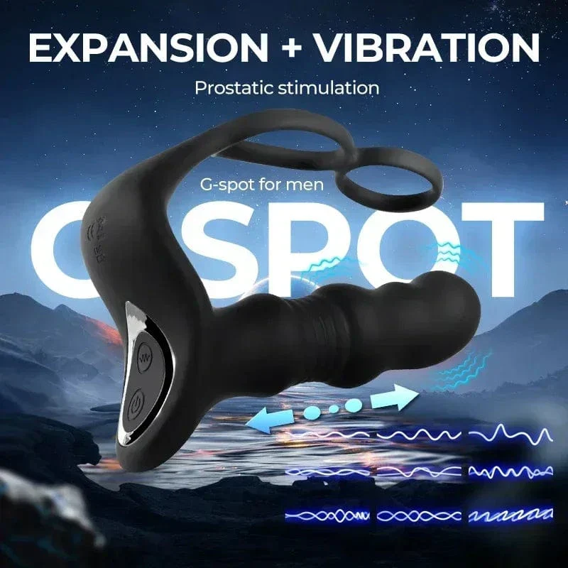 Massager Masturbation 9 Frequency Remote Control Anal Vibrator with Cock Ring - Image 2