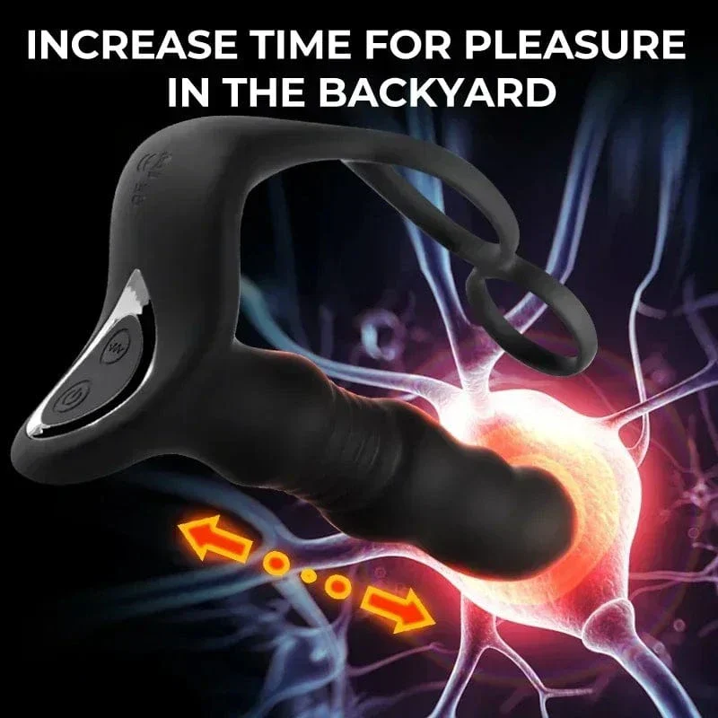 Massager Masturbation 9 Frequency Remote Control Anal Vibrator with Cock Ring - Image 3