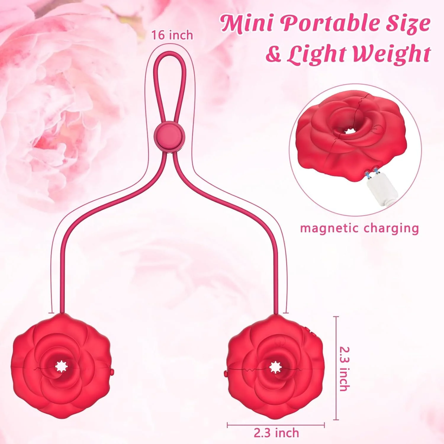 MizzZee Rose 9 Vibrations Nipple Clamps with Chain Necklace - Image 8