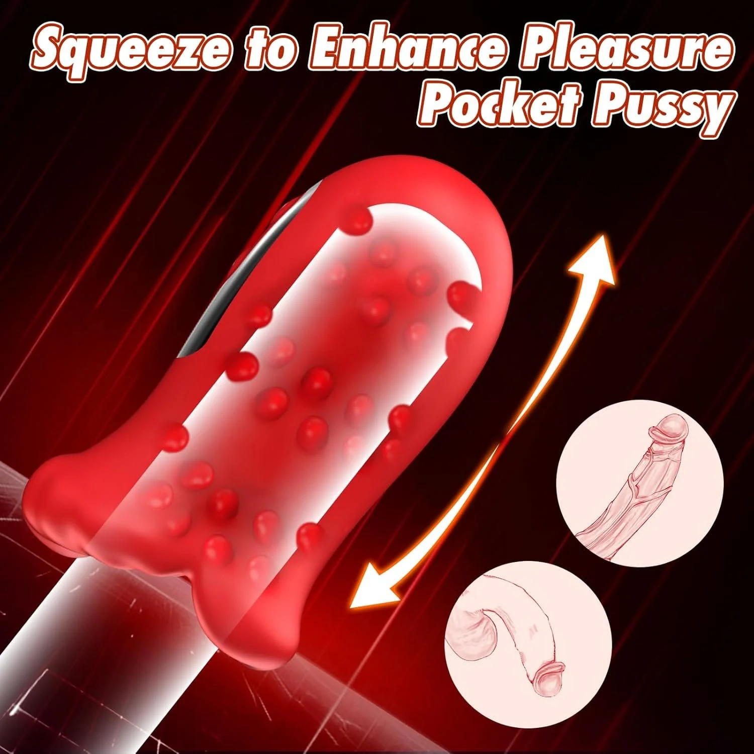 Mouth 360° Wrapped Penis Vibrator with LCD Display For Glans Training - Image 3