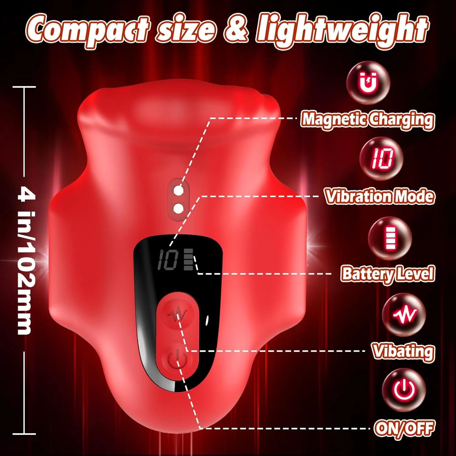 Mouth 360° Wrapped Penis Vibrator with LCD Display For Glans Training - Image 6