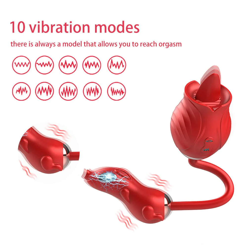 New Rose Double Head Tongue Licking Vibration Jump Egg For Women - Image 3