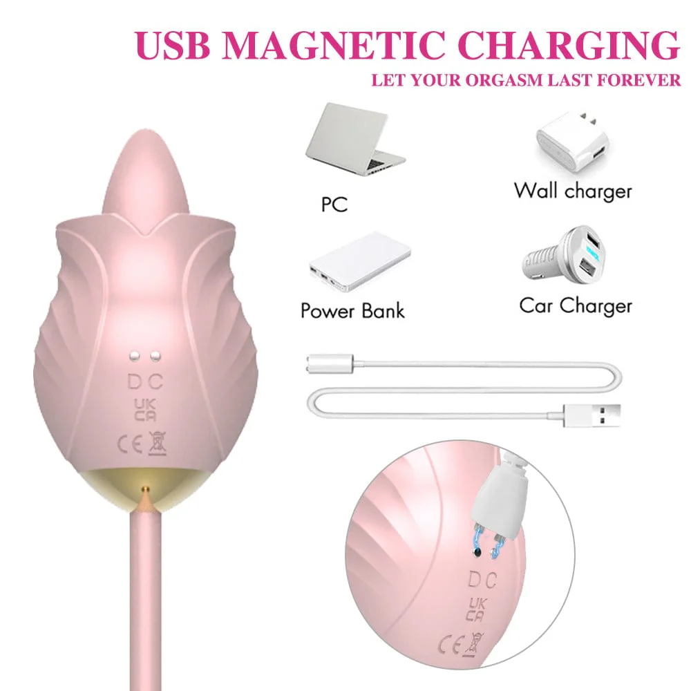 New Rose Toy Warming G-spot Tongue Licking Vibrator - Image 9