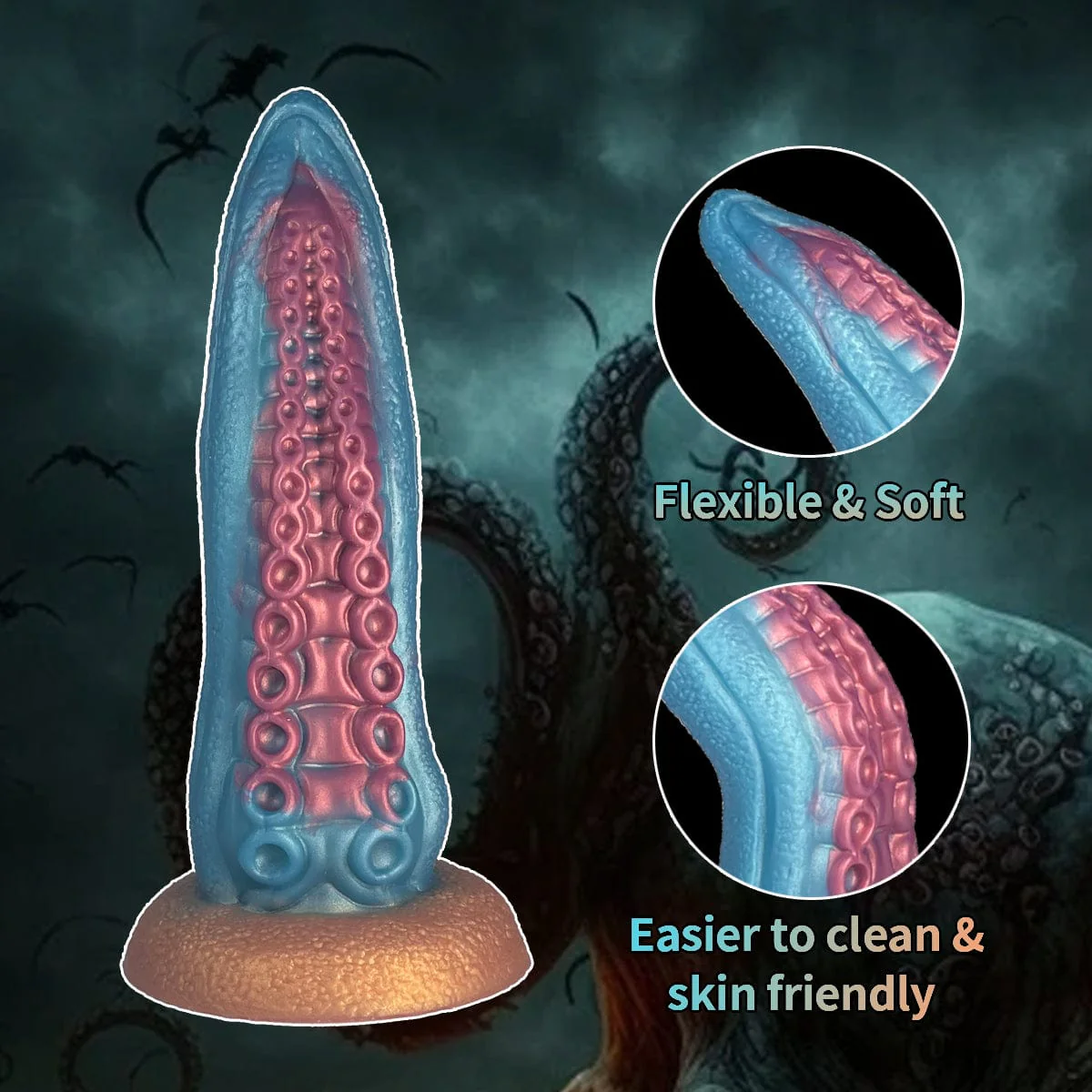 Ocean Blue Octopus Tentacle Silicone Anal Dilator Fantasy Dildo - Image 3