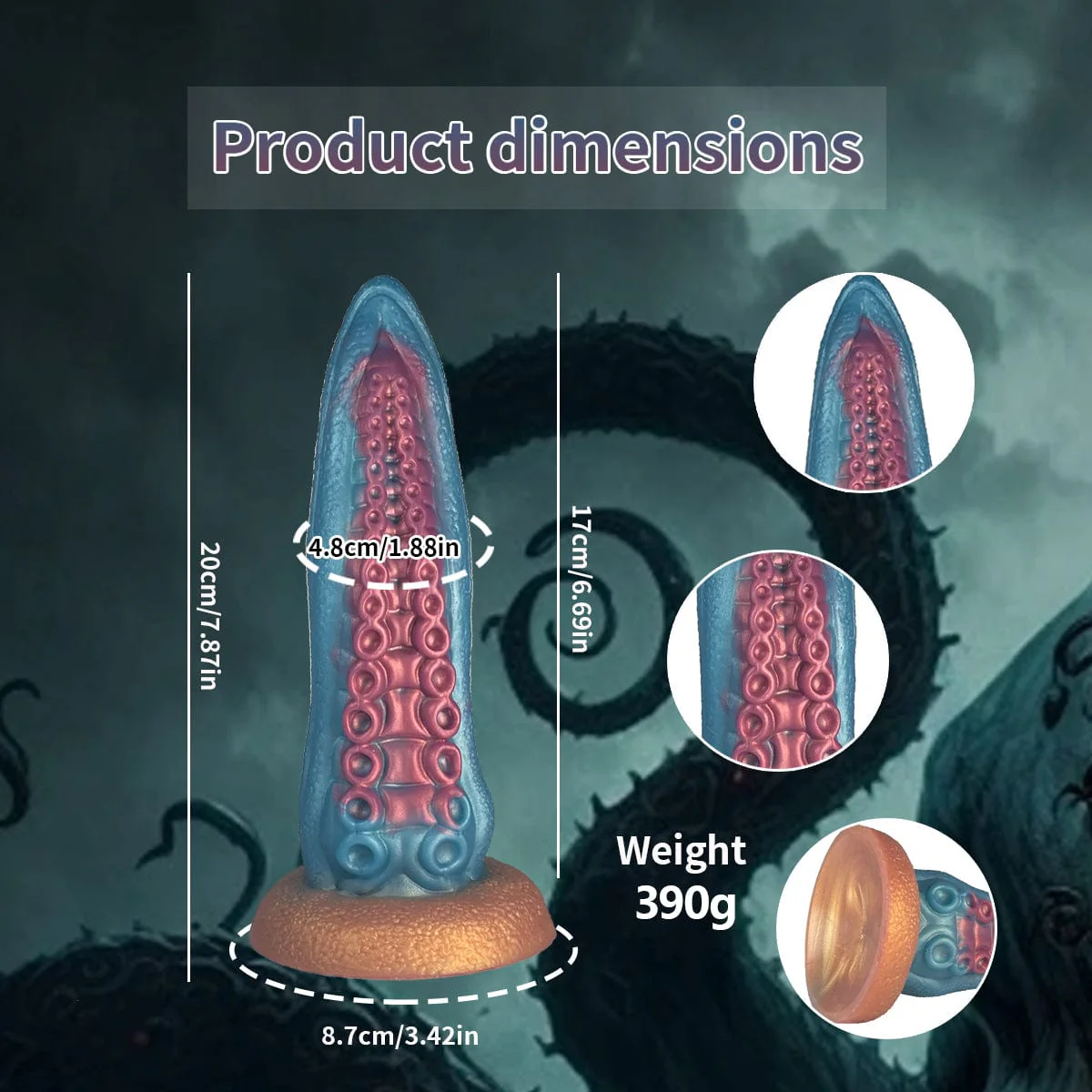 Ocean Blue Octopus Tentacle Silicone Anal Dilator Fantasy Dildo - Image 5