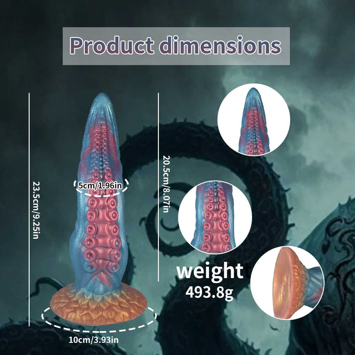 Ocean Blue Octopus Tentacle Silicone Anal Dilator Fantasy Dildo - Image 6
