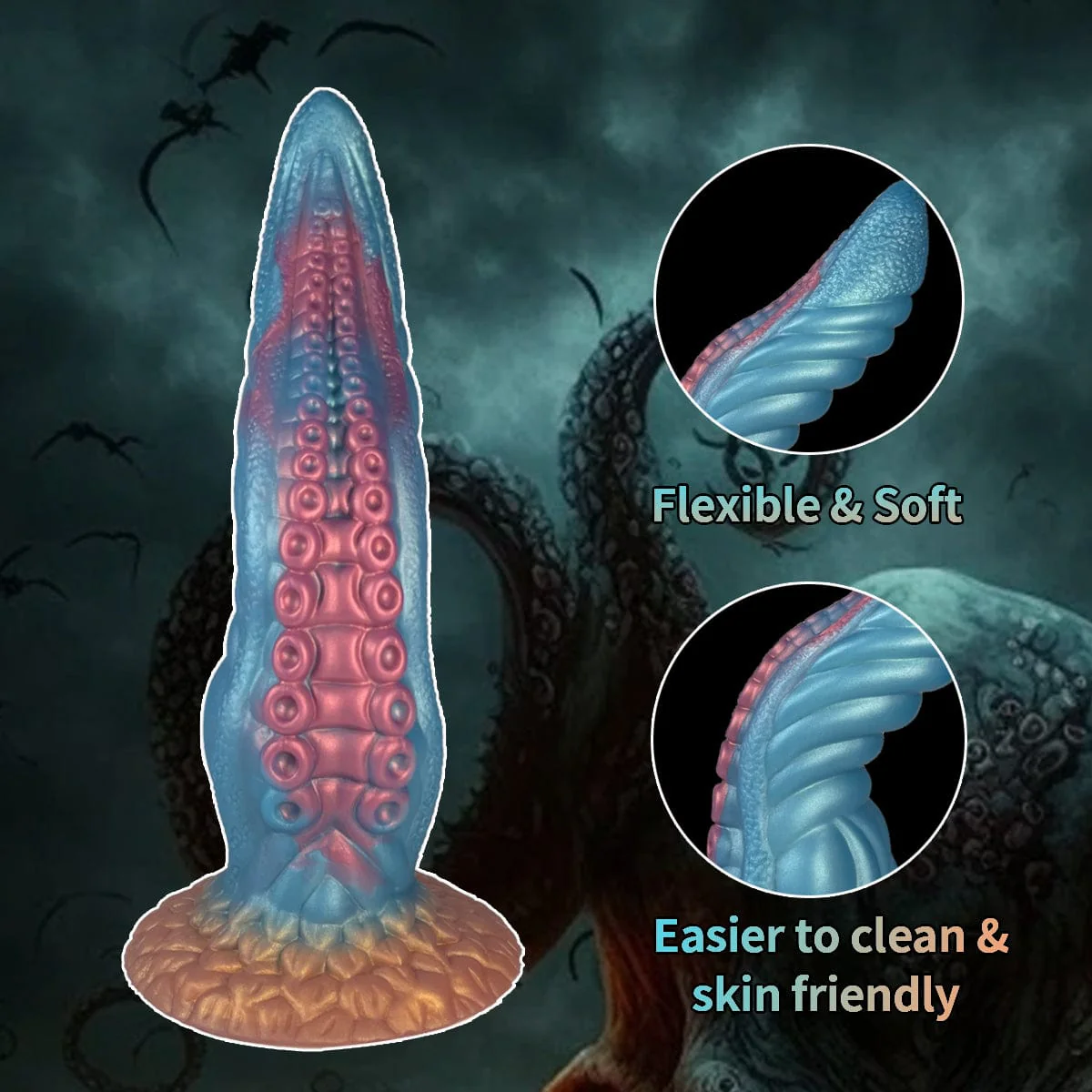 Ocean Blue Octopus Tentacle Silicone Anal Dilator Fantasy Dildo - Image 7