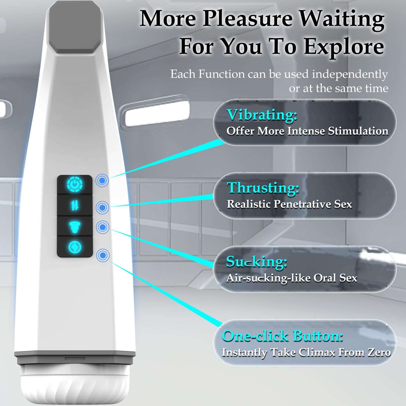 007-Ⅲ Penis 4D  Clip Suction Smart Real Voice Tongue Lick Male Masturbator - Image 8