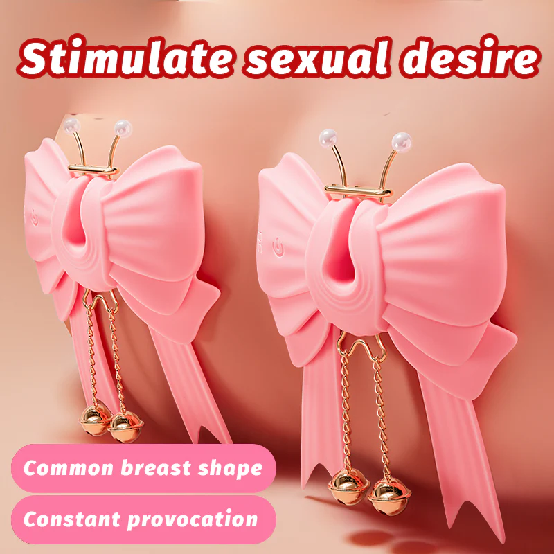 Pink Bowknot Vibrating Nipple Clamps App Control - Image 4