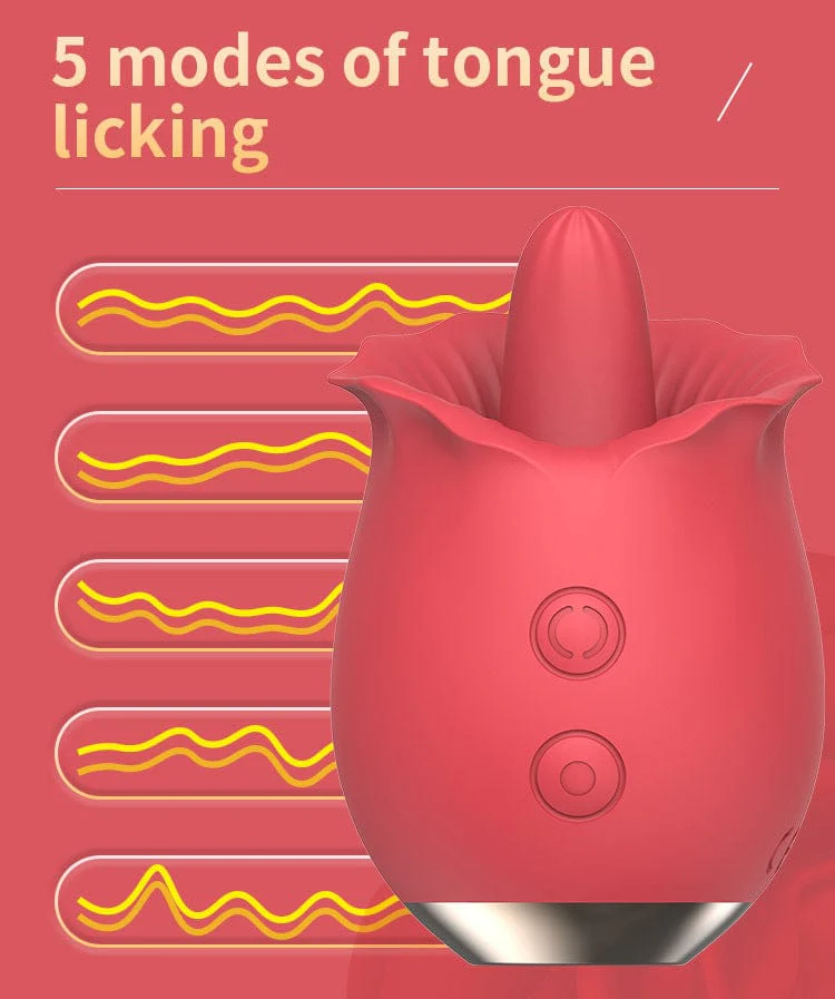 Powerful Rose Toy Vibrator With Tongue Licking Oral Nipple Clit Clitoris Stimulator - Image 2