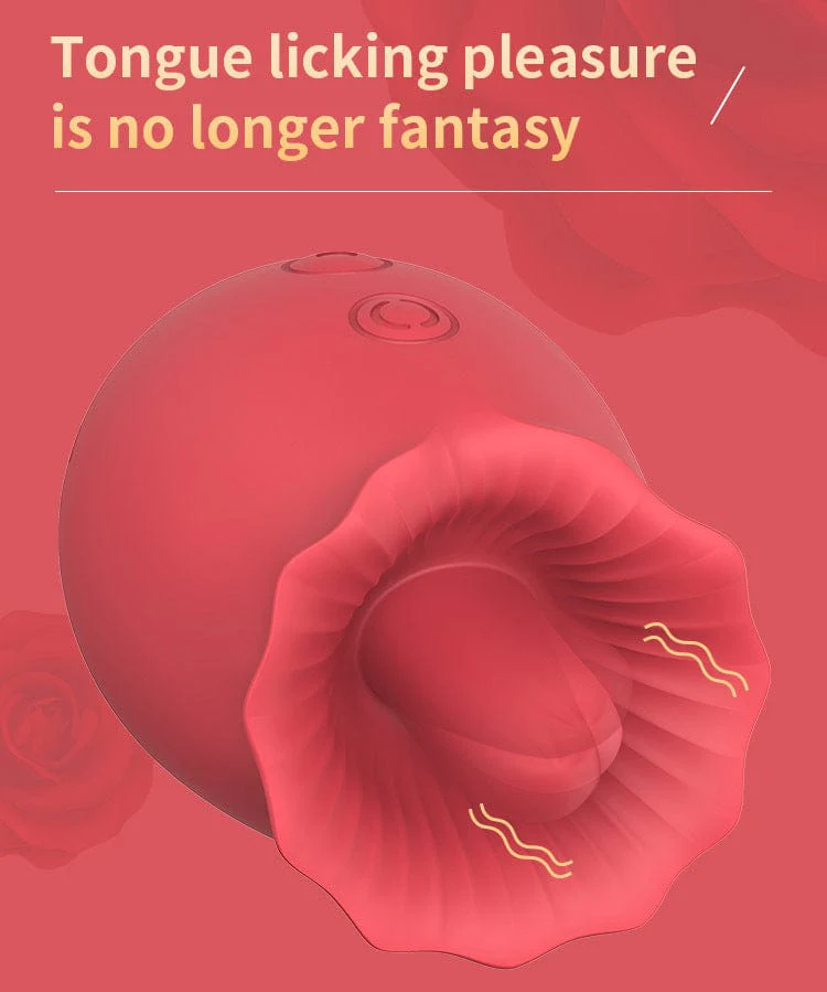 Powerful Rose Toy Vibrator With Tongue Licking Oral Nipple Clit Clitoris Stimulator - Image 3