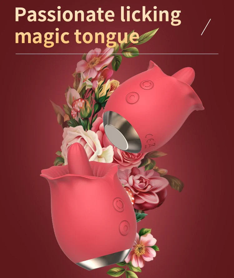 Powerful Rose Toy Vibrator With Tongue Licking Oral Nipple Clit Clitoris Stimulator - Image 5