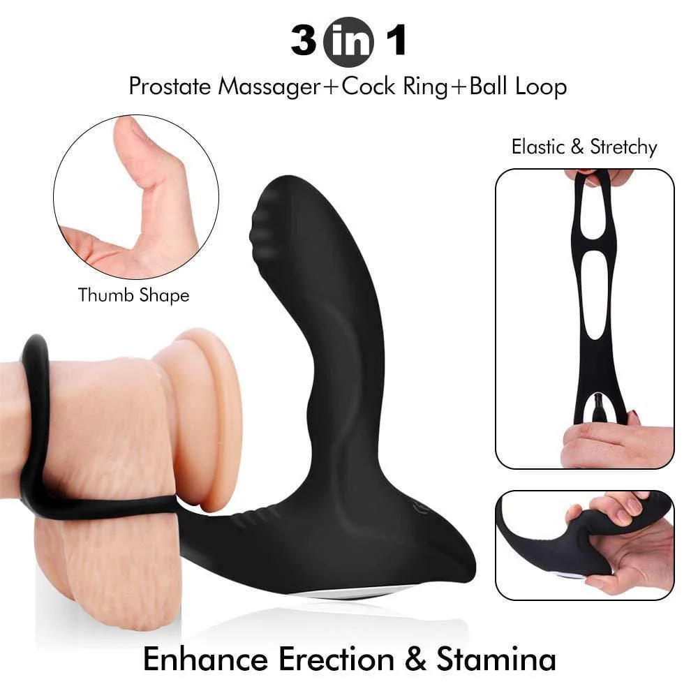 Prostate Massage Vibrator Anal Plug Wireless Control Delay Ejaculation Ring - Image 5