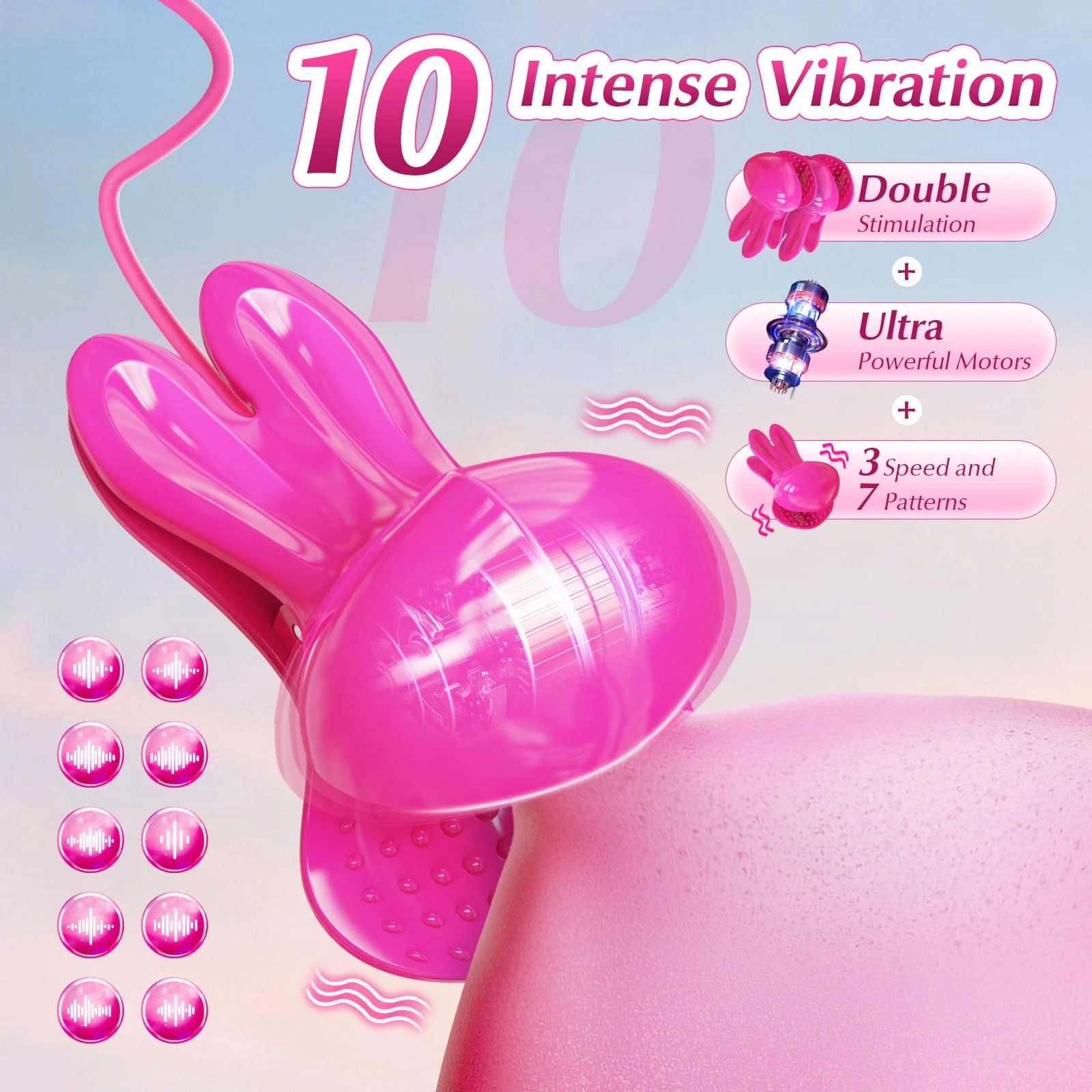 Rabbit Neck-hanging Nipple Clamps Vibrator With APP Control For Couple - Image 5