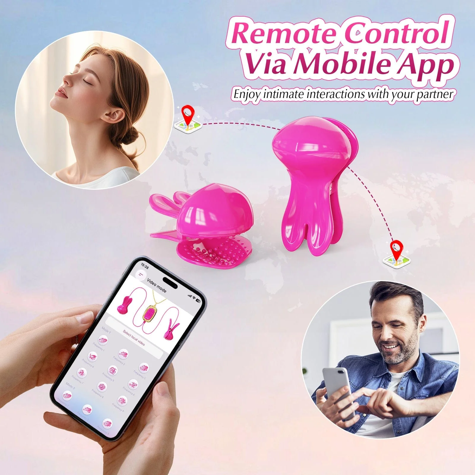 Rabbit Neck-hanging Nipple Clamps Vibrator With APP Control For Couple - Image 7