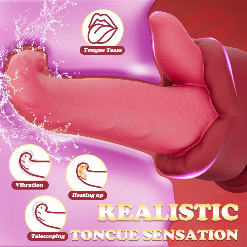 Realistic Tongue Thrusting Heating Fantasy Dildo With Suction Cup - Image 3