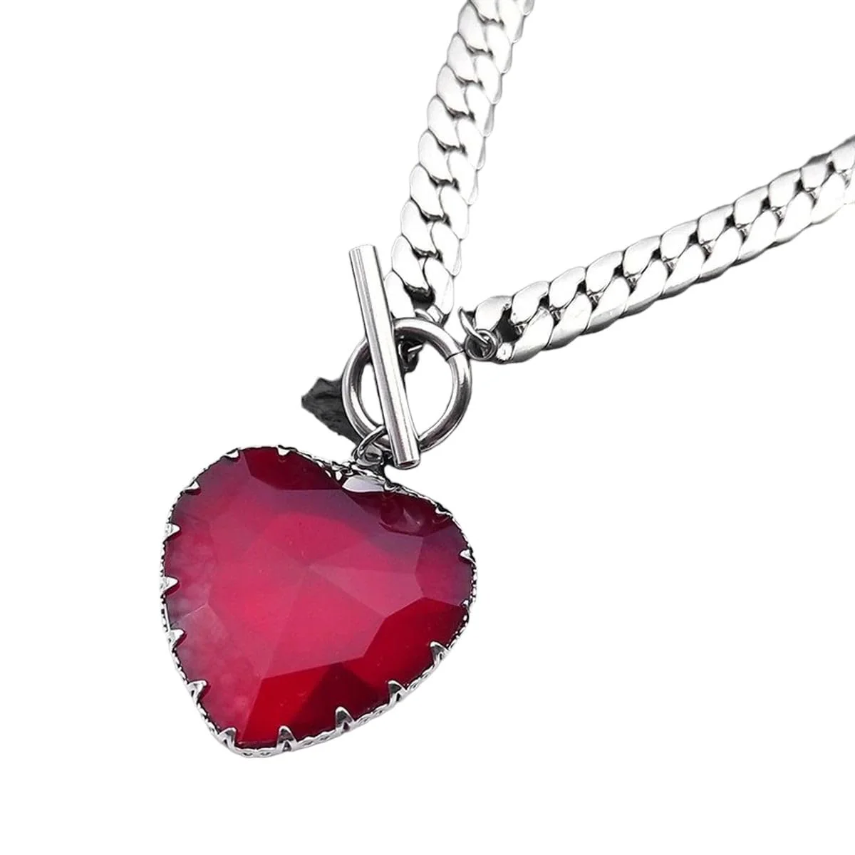Red Heart Pendant Necklace Choker - Image 8