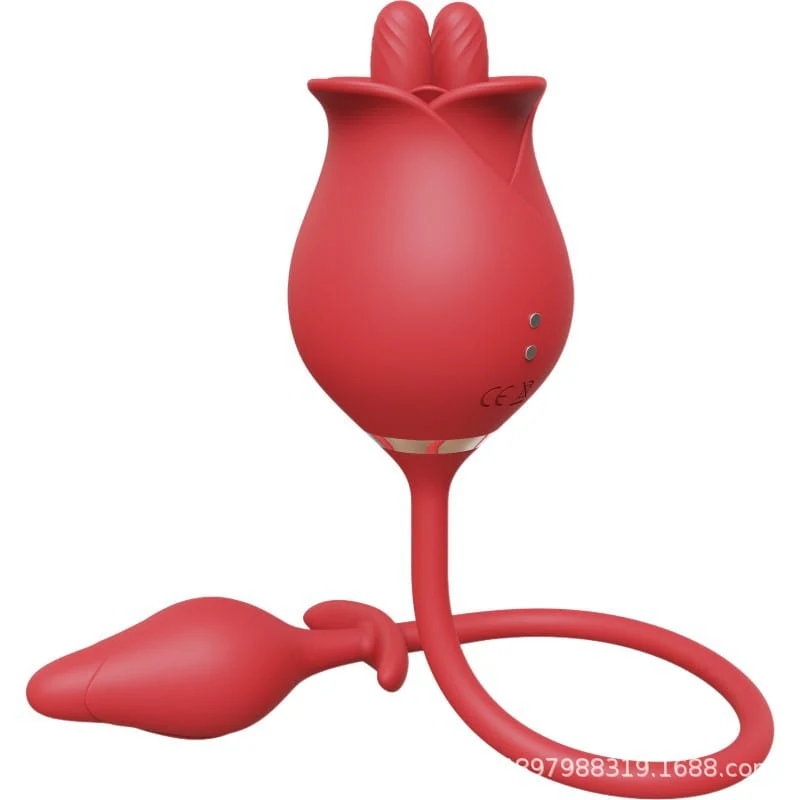Romeo Double-pistil Tongue-licking Rose Toy With Vibrating Anal Plug - Image 7