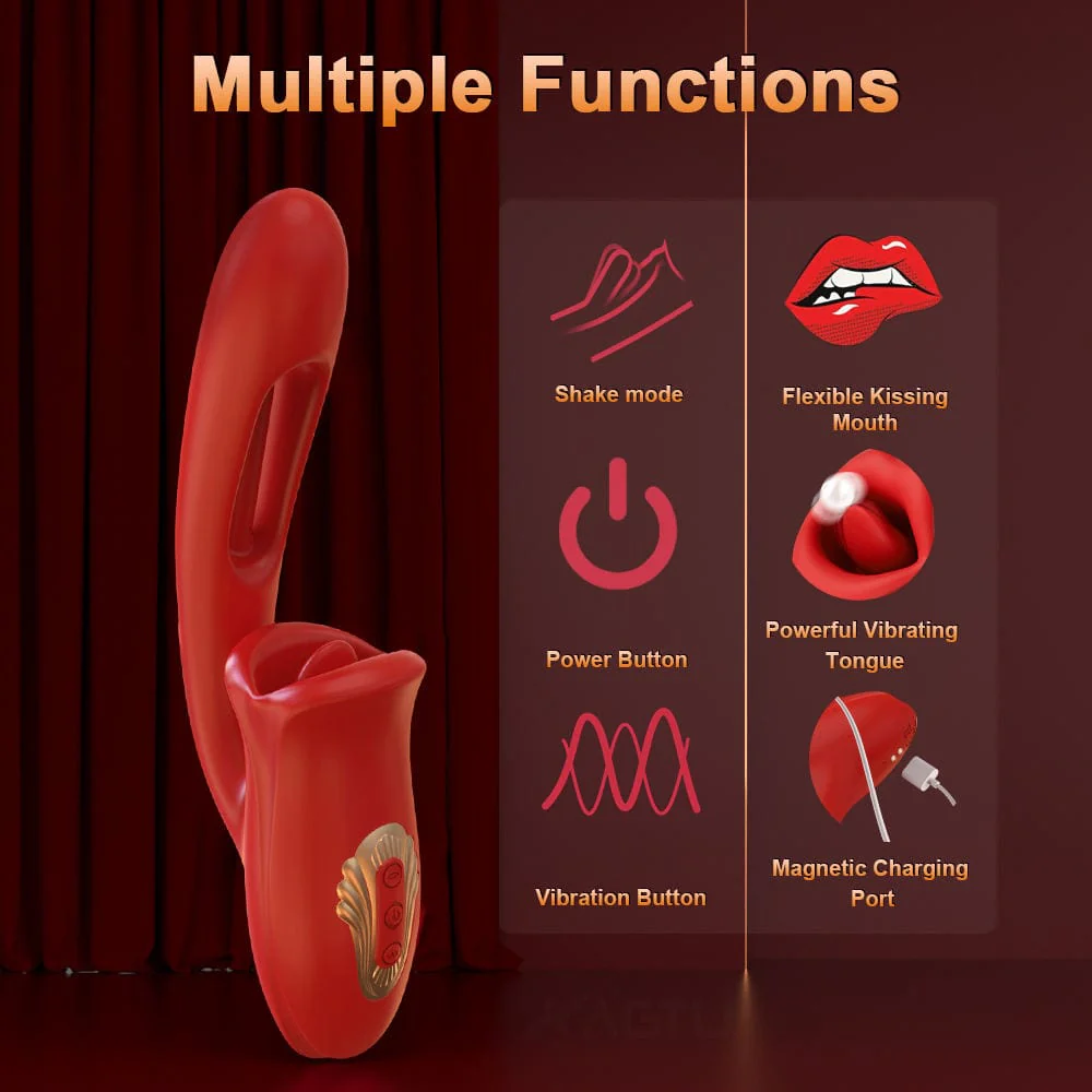 Rose Muncher 3 In 1 Rose Hollowed Out Kiss Tongue Vibrator - Image 5