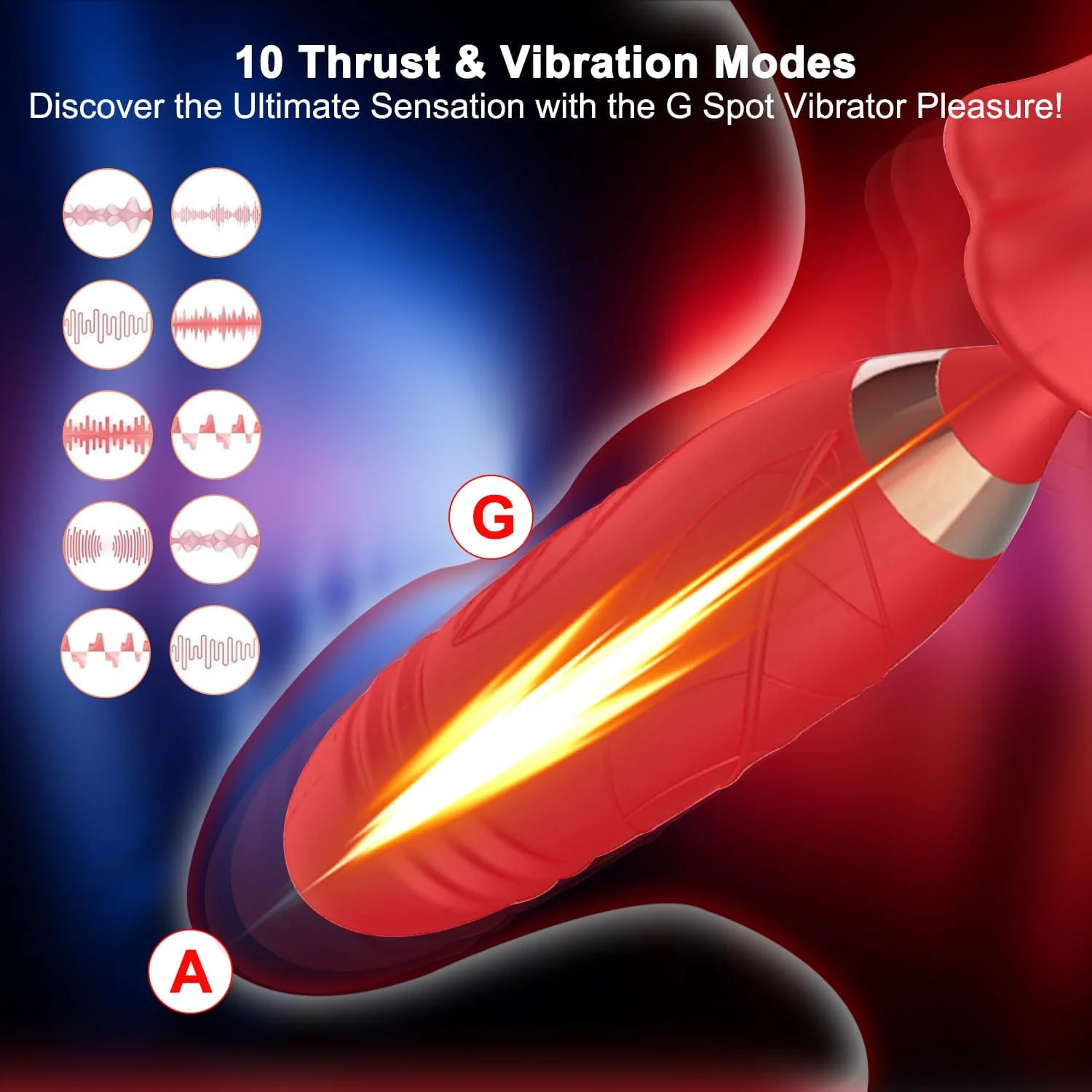 Rose Muncher Lip Tongue Suction Vibrator With Thrusting Dildo Vibrator - Image 6