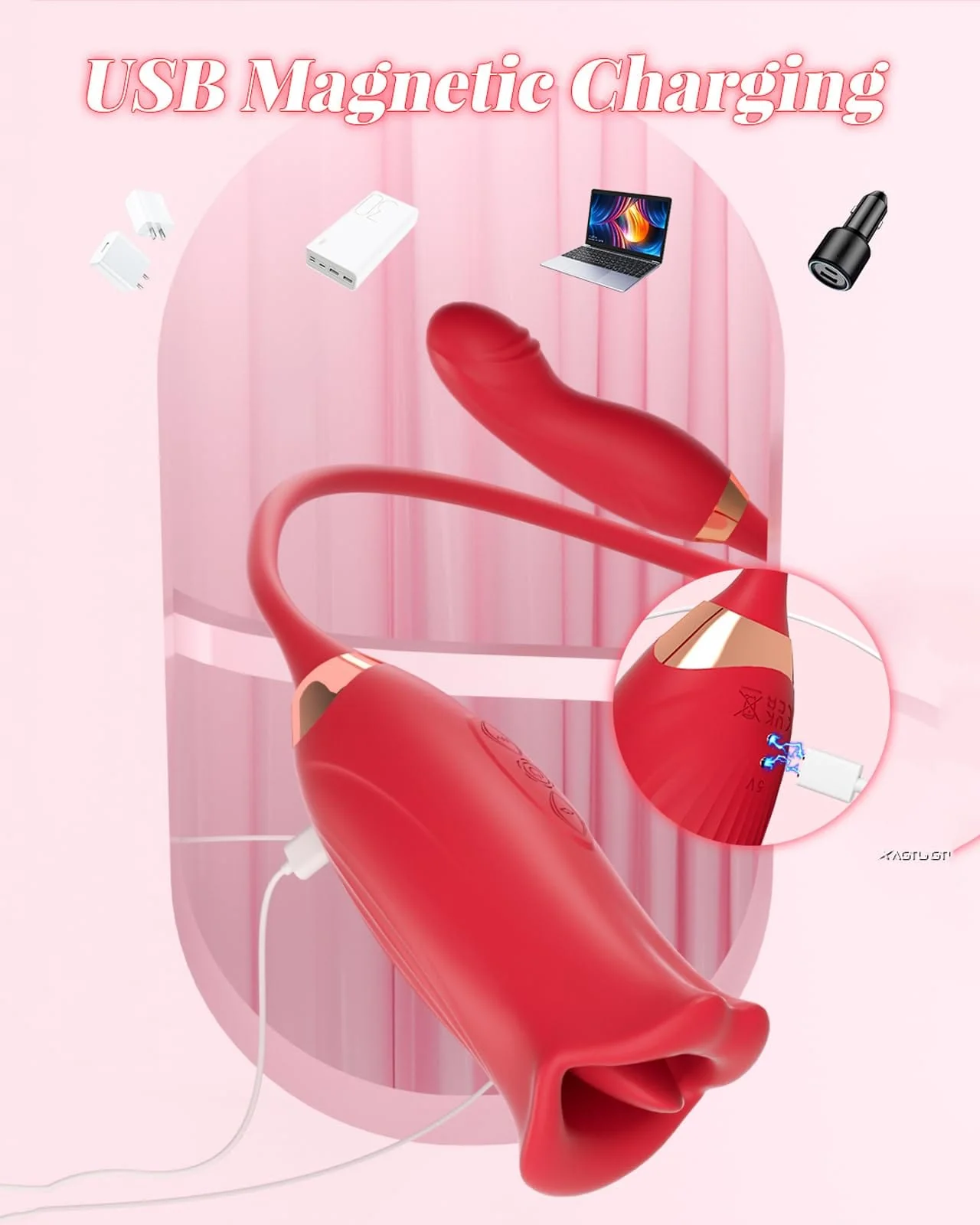 Rose Muncher Powerful Sucking Vibrator Dildo Women's Tongue Licking - Image 2