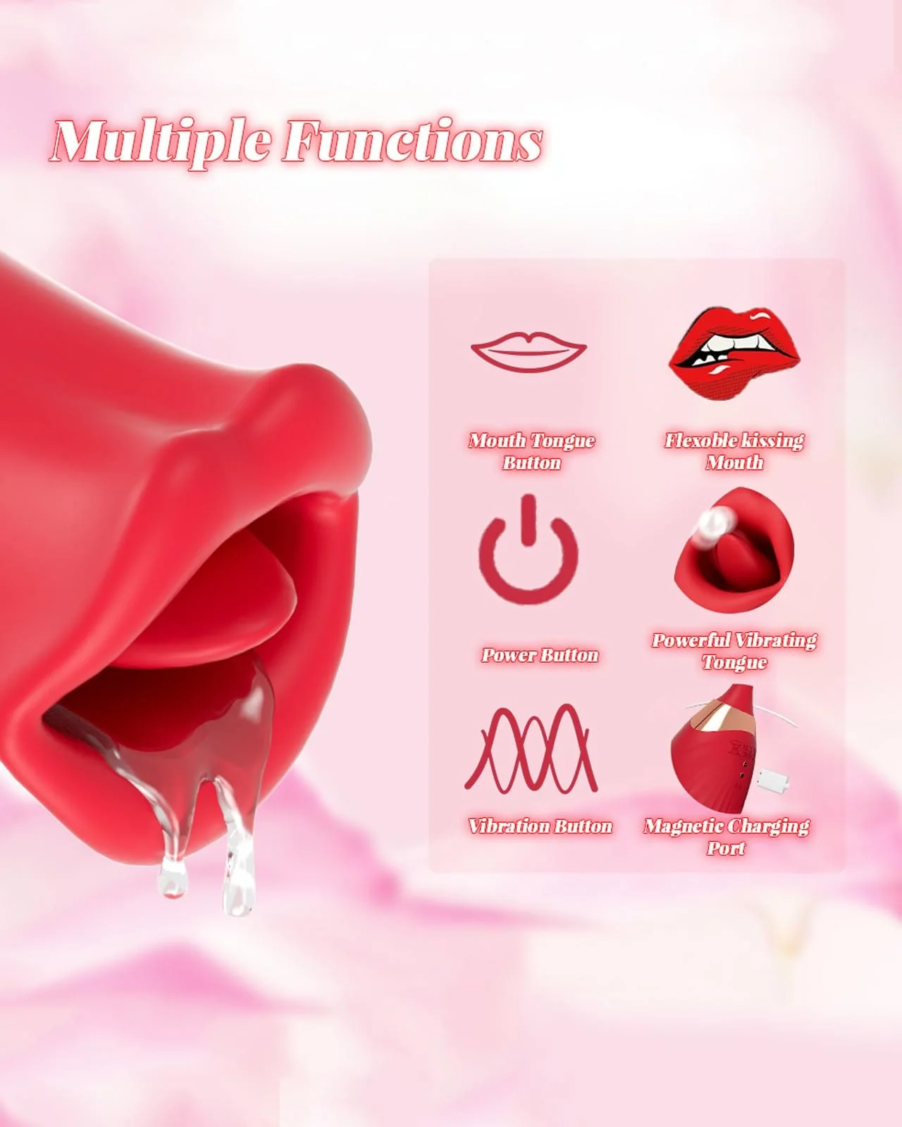 Rose Muncher Powerful Sucking Vibrator Dildo Women's Tongue Licking - Image 5