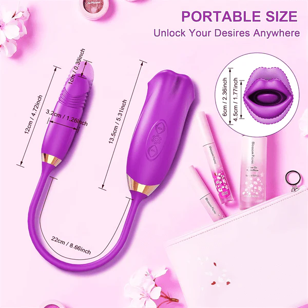 Rose Muncher Rose Kiss Tongue Vibrator With Thrusting Dildo Vibrator - Image 10