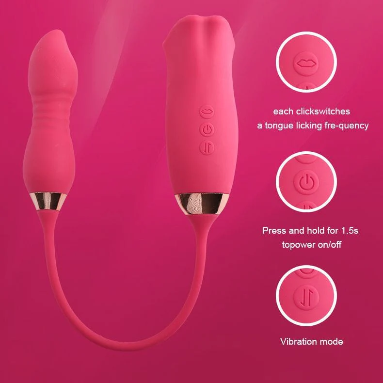 Rose Muncher Scarlet Rose kiss 3-in-1 Bitting & Thrusting Vibrator - Image 3