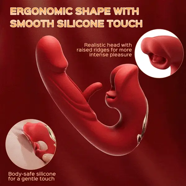 Rose Muncher Tapping G-Spot Vibrator Tongue Clitoral Stimulator - Image 3