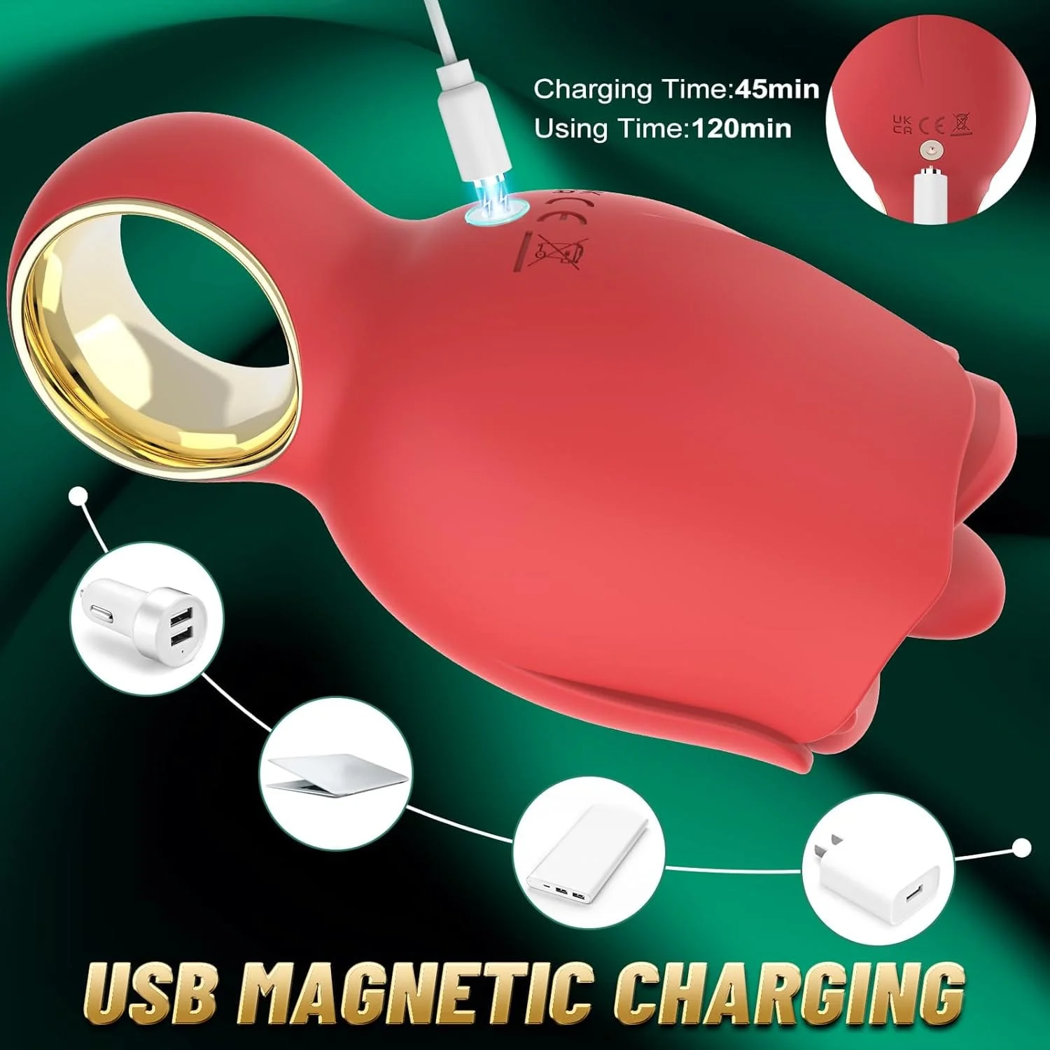 Rose Sex Toy with 360° Rotated Licking Tongue Mouth - Image 6
