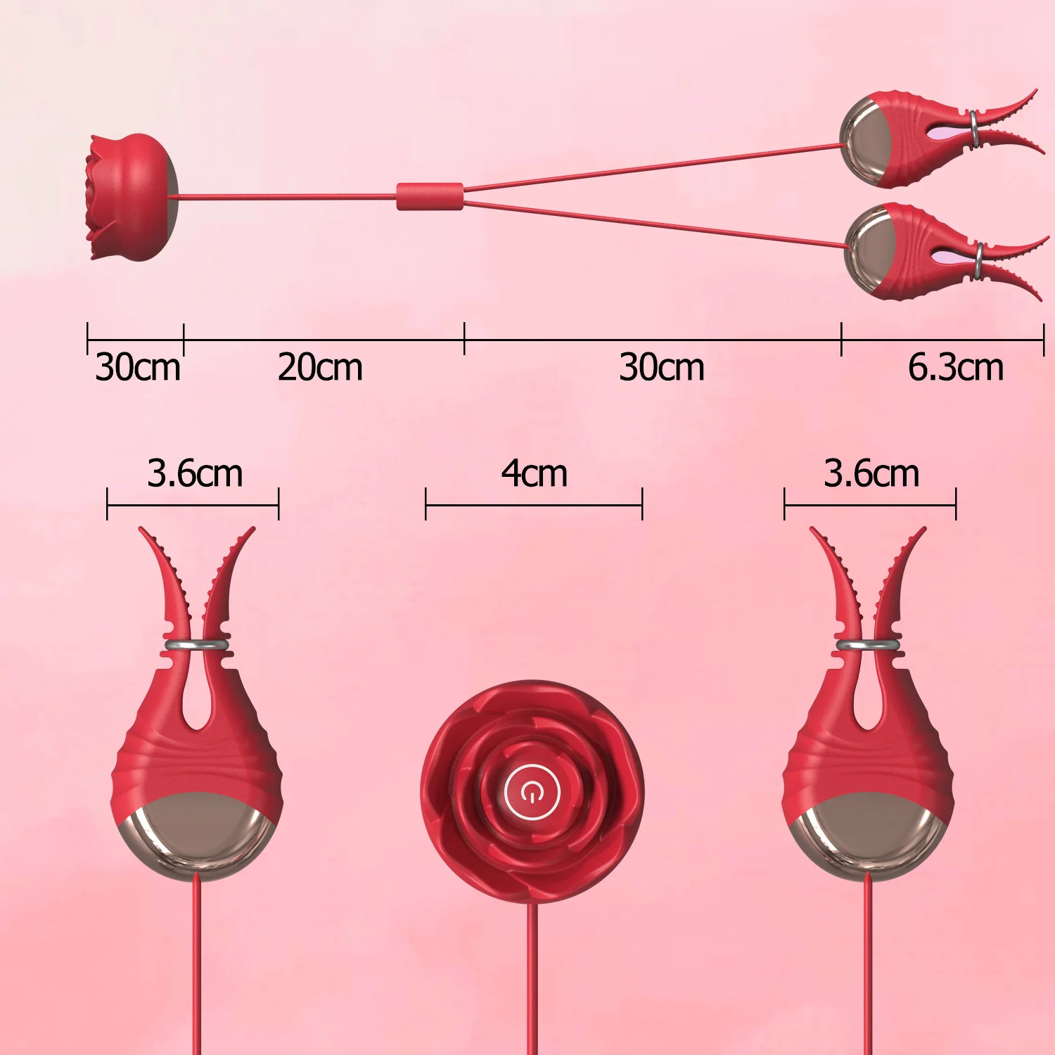 Rose-shaped 10 Vibration Nipple Clamps Set - Image 6