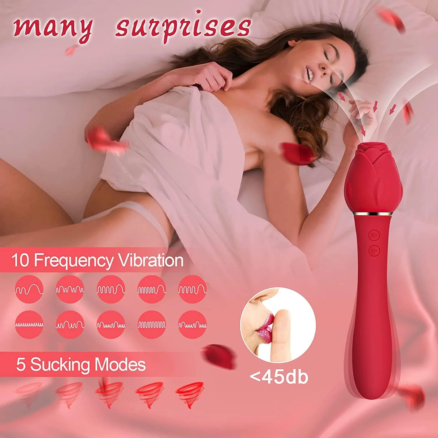 Rose Sucking G Spot Vibrator Clit Sucker Nipple Toy - Image 4