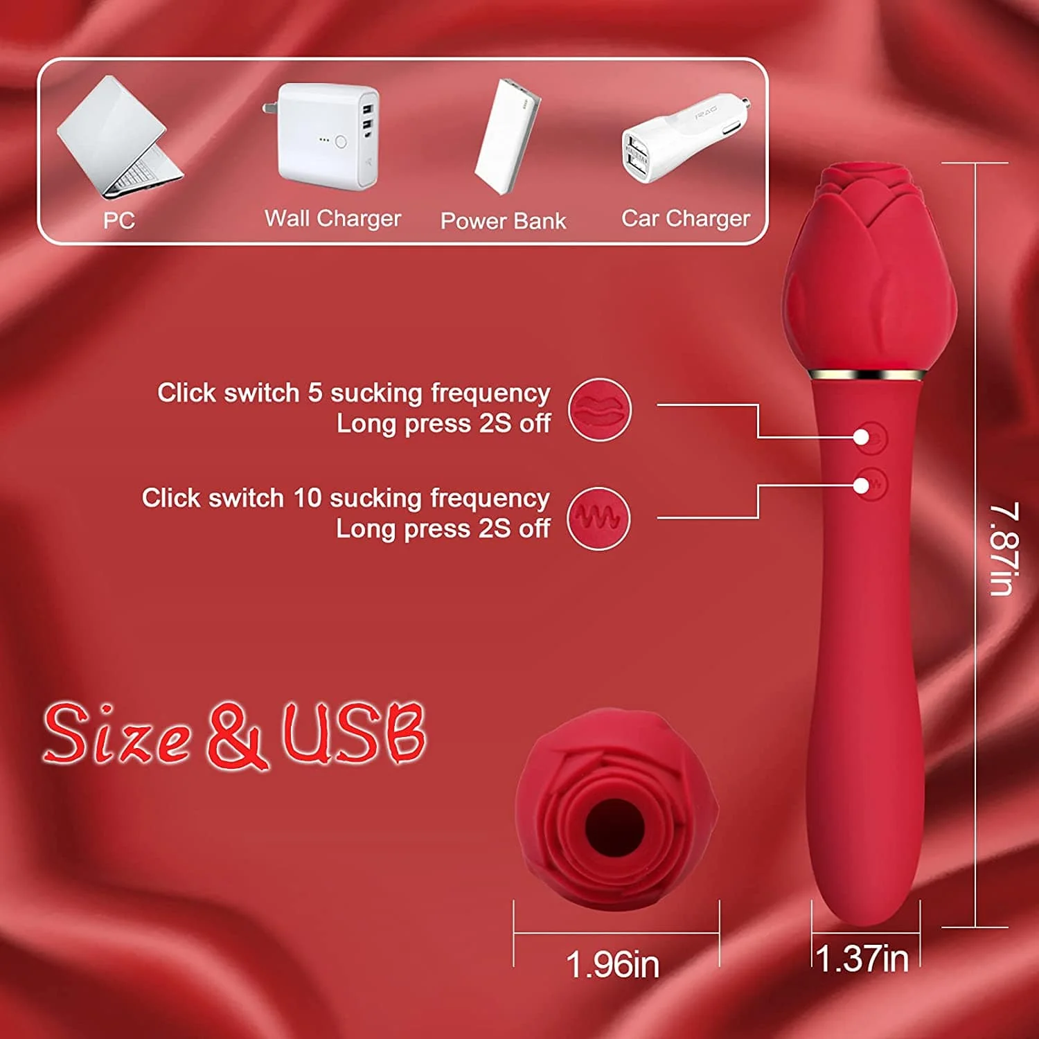 Rose Sucking G Spot Vibrator Clit Sucker Nipple Toy - Image 5