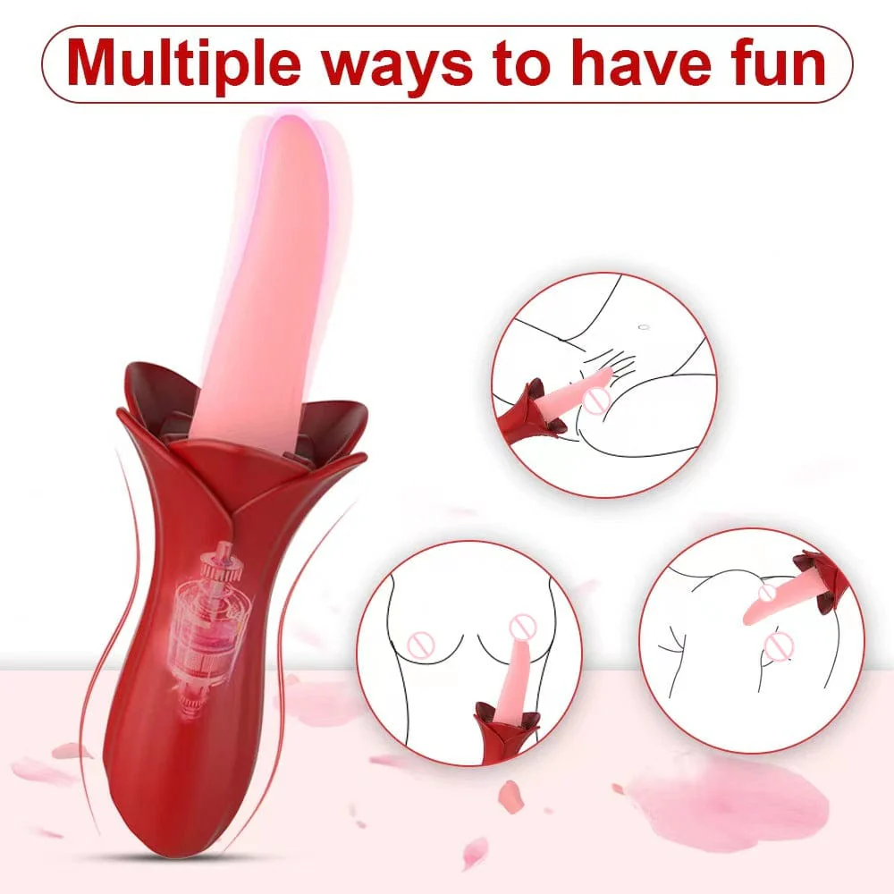 Rose Tongue Vibrating Stick Vaginal Licking Clitoris Stimulator - Image 3