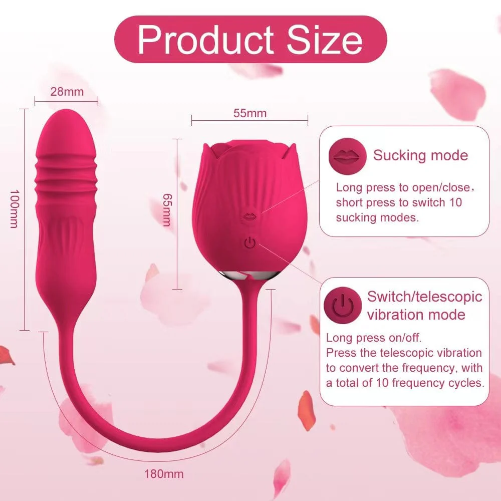 Rose Toy Vibrator Female Telescopic Egg Jumping Tongue Licker Sex Toys - Image 2