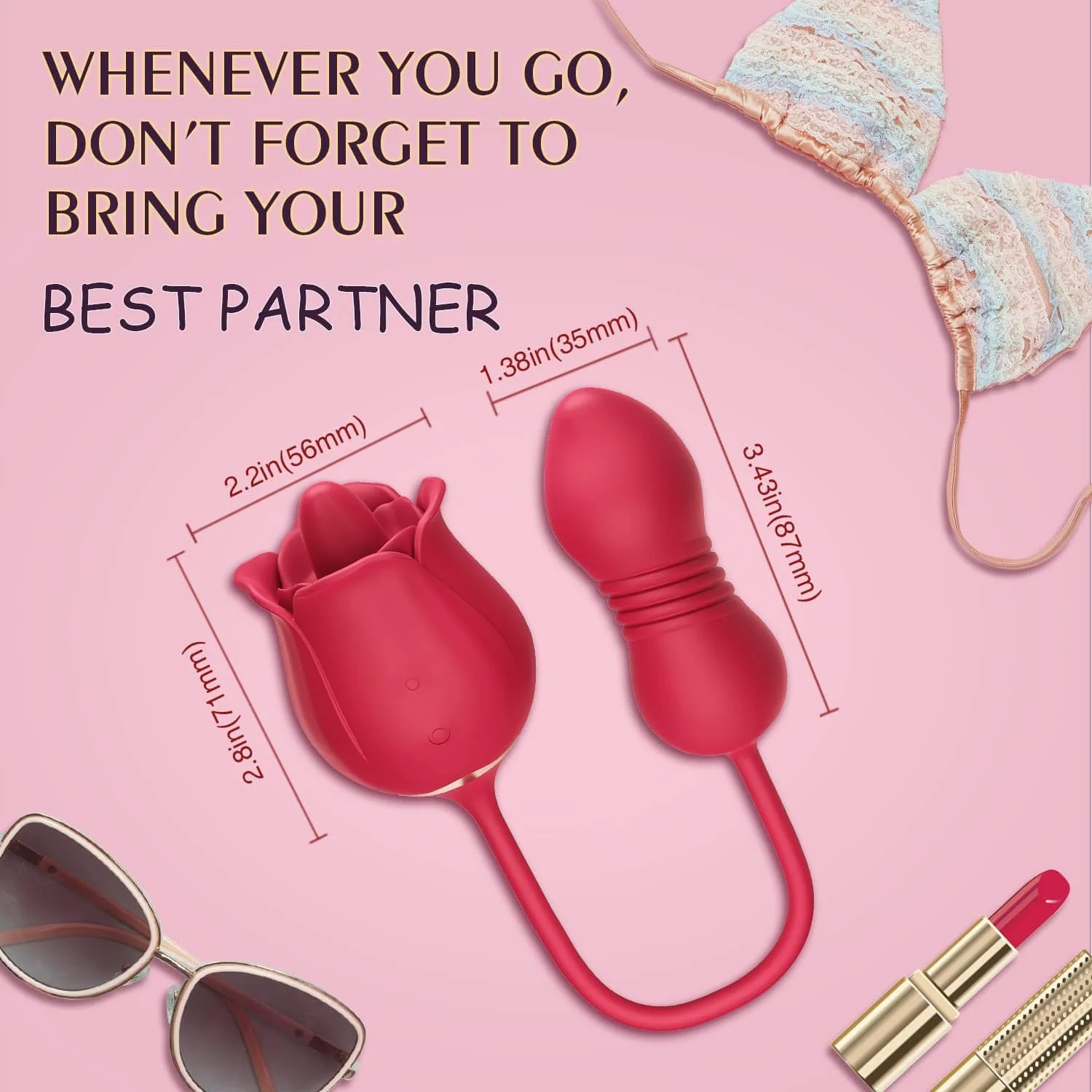 Rose Toy Vibrator Female Telescopic Egg Jumping  Tongue Licker Sex Toys - Image 5