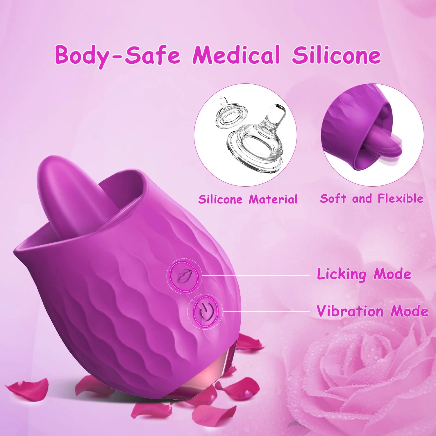 Rose Toy Vibrator For Wome Clitoral Tongue Licking Vibrator - Image 6