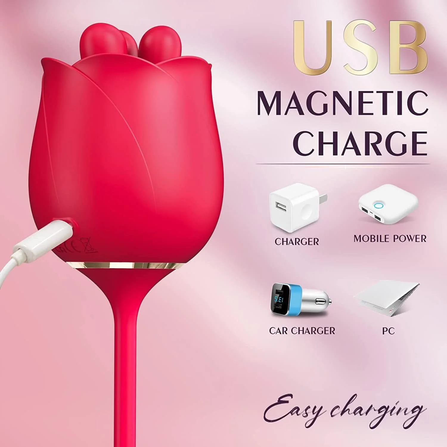 S475-3 Three Pistils Rose Toy With Vibrating Bud - Image 3