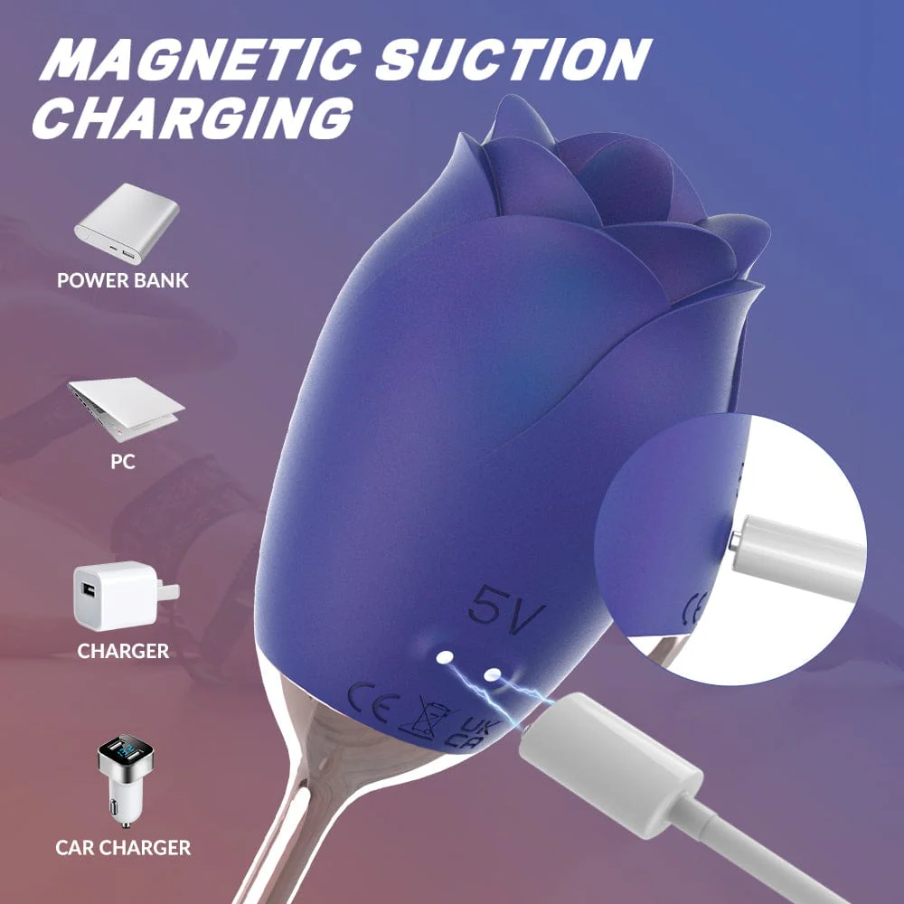 Silicone Rose Vibrator With Tongue Lickingfor Women - Image 4